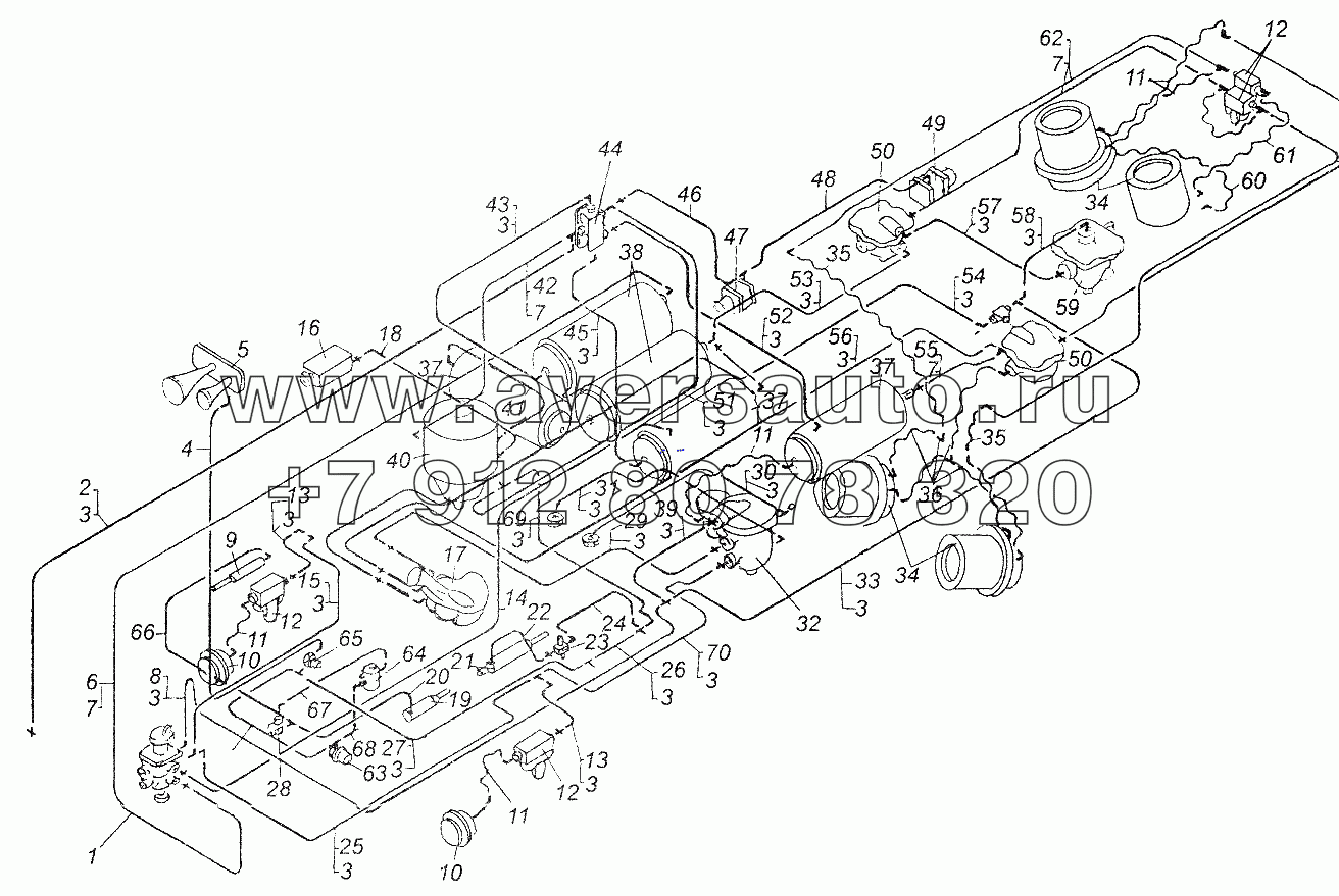 Схема тормозного привода автомобиля МАЗ-6422